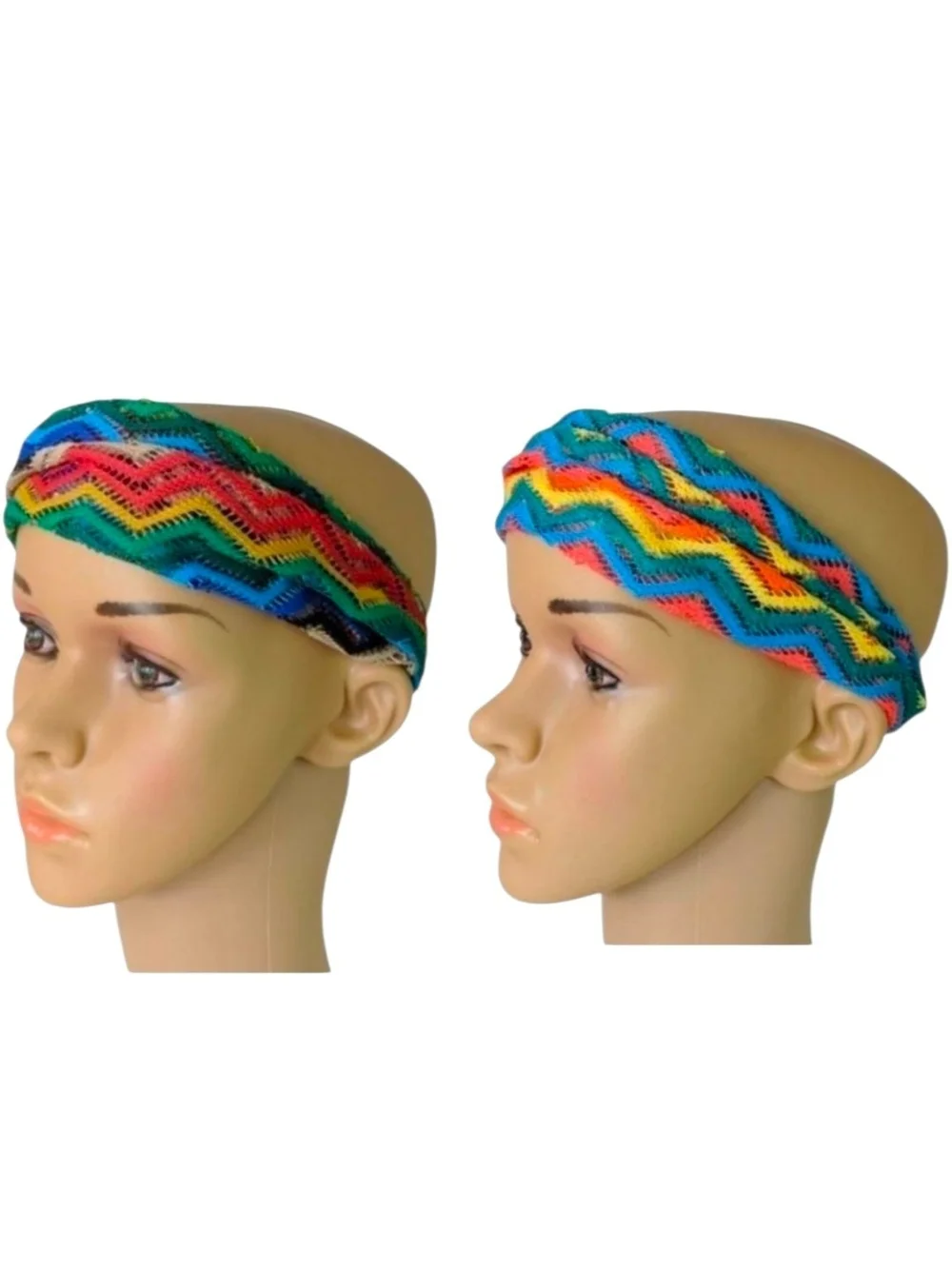 Set of 2 Multicolor Chevron Zigzag Knit Headband